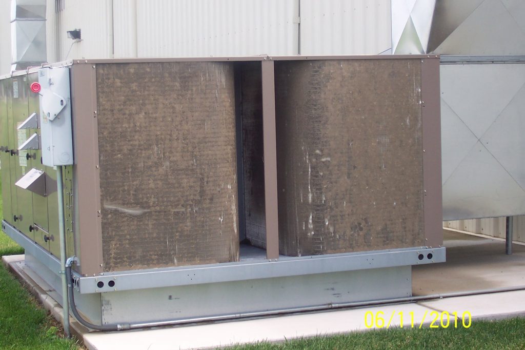 severely fouled Condenser Coils - Cottonwood Filter Screens will Protect against this condition.